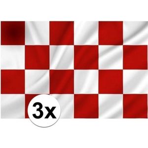 3x Provincie Noord Brabant vlaggen 1 x 1.5 meter - Brabantse vlag versiering/decoratie