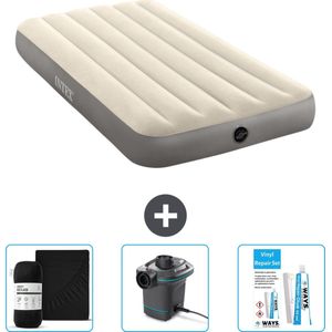 Intex Luchtbed - 1-Persoons - 99 x 191 x 25 cm - Beige - Inclusief Hoeslaken - Pomp en Reparatieset