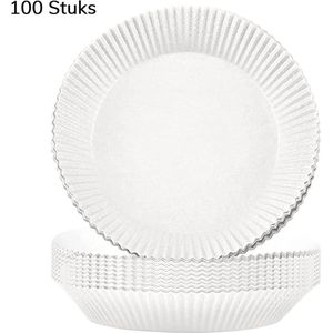 SVH Company Airfryer Bakpapier 100 Stuks PFAS-Vrij - 20 cm - Anti Bak Papier Bakken Braden Hetelucht Wegwerp Disposable / Wit