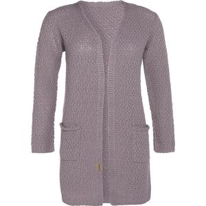 Knit Factory Luna Gebreid Vest Mauve - Gebreide dames cardigan - Middellang vest reikend tot boven de knie - Roze damesvest gemaakt uit 30% wol en 70% acryl - 36/38 - Met steekzakken