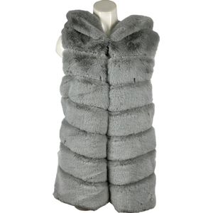 Elegante Dames Faux Fur Bodywarmer met Capuchon – Warm en Zacht - Beschikbaar in 6 stijlvolle kleuren - One Size - Grijs