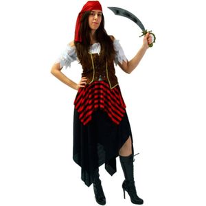 Widmann - Piraat & Viking Kostuum - Hijs De Vlag Pirate - Vrouw - Rood - XL - Carnavalskleding - Verkleedkleding