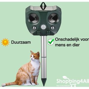 Shopping4All - Kattenverjager- Ongedierte verjager - Ultrasoon- Zonne-energie- Oplaadbaar