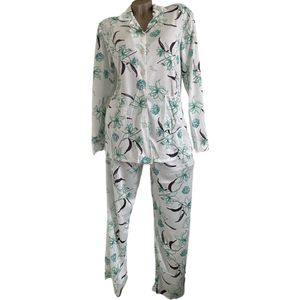 Dames Katoenen Pyjama 2038 180GSM Double Jersey XXXL wit/groen
