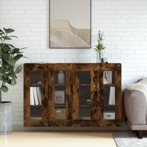 The Living Store Wandkast - praktische en decoratieve - wandmeubel - 69.5 x 34 x 90 cm - Ken- gerookt eiken - Materiaal- bewerkt hout - metaal - glas