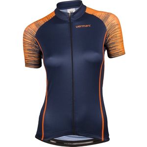 Vermarc Seiso Sp.l Aero Dames Fietsshirt Met Korte Mouwen Marine Blauw Fluo Oranje