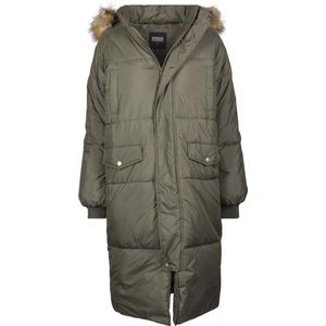 Urban Classics Jas Ladies Faux Fur Jacket Tb2382 Dark Olive/ Beige Dames Maat - S