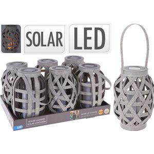 Solar lantaarn Rotan grijs LED