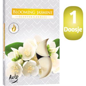 Borvat® | Aura | Geur Theelichtjes | Waxinelichtjes | Scented Candles | Zoete | Bloeiende Jasmijn | 1 doosje met 6 waxinelichtjes