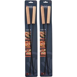 Vaggan BBQ spiezen - 4x stuks - metaal - 48 cm - vleespennen voor vlees - barbecue accessoires