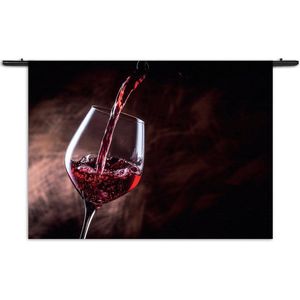 Mezo Wandkleed Glas Rode wijn 02 Rechthoek Horizontaal XXXL (150 X 210 CM) - Wandkleden - Met roedes
