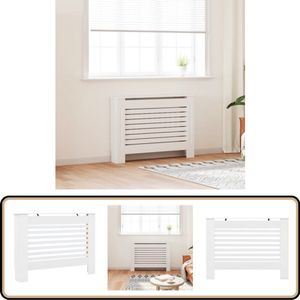 vidaXL Radiatorombouw - MDF - Wit - 112x19x81,5 cm Radiator Ombouw - Radiator Deksel - Mdf Kast - Badkamer Meubilair - Living Accessoires