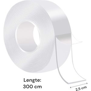 Dubbelzijdig Tape Extra Sterk - 300 cm x 25 mm x 2 mm - Transparant - Zelfklevende Tape - Rol Huishoudtape