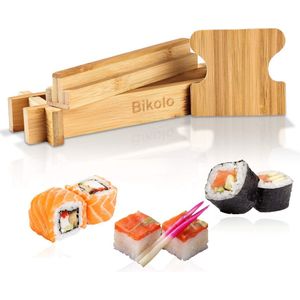 Bikolo® - Sushi Maker Pers - Sushi Set - Sushi Pers - Sushi Kit - Sushimakers - Maki Sushi - Bamboe Hout - Duurzaam + E-Book Kookboek