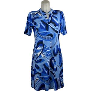 Angelle Milan – Travelkleding voor dames – Blauwe print Jurk – Ademend – Kreukvrij – Duurzame Jurk - In 5 maten! - Maat M