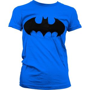 Batman Inked Logo Girly Tee Damen T-Shirt Blue-S