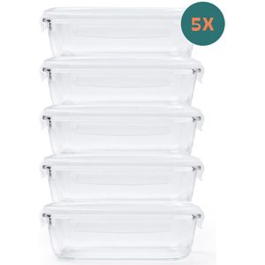 Köpke Vershoudbakjes BPA-vrij - 1040ml glas - 5 stuks - Meal prep bakjes - Diepvriesbakjes