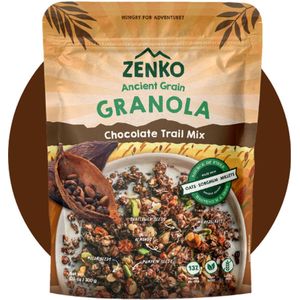 ZENKO Ancient Grain Granola - Chocolate (4x300g) | Vegan, glutenvrij, 13% proteïne | Ontbijtgranen