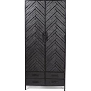 Livingfurn - Kabinetkast York 2 lade 90cm - Mangohout / Gecoat Staal