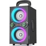 Draadloze Bluetooth luidspreker met 80 W, bass boost, LED verlichting en microfooningang