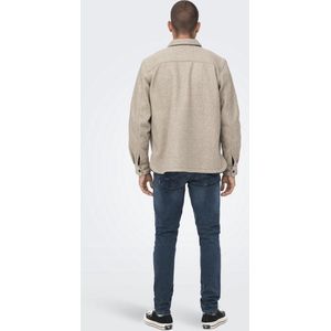 Only & Sons Heren Overhemd ONSASH bequem Beige XXL Volwassenen