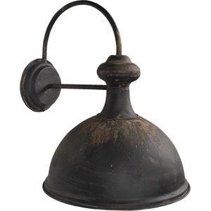 HAES DECO - Wandlamp - Industrial - Vintage / Retro Lamp, formaat 43x35x44 cm - Bruin Metaal - Ronde Muurlamp, Sfeerlamp