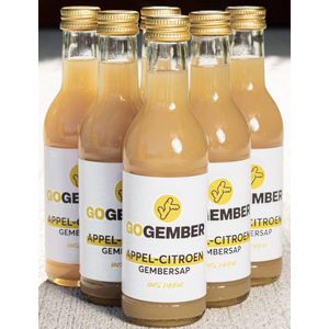 6x Go Gembersap - Gembershot - 100% BIOLOGISCH & NATUURLIJK - 1.5L - Appel- Citroen - Hoge Kwaliteit Gember - Gemberthee - Geen toegevoegde suikers