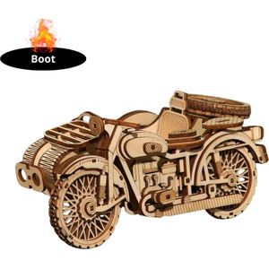 Bovista Bouwpakket Hout - Kinderen - Volwassenen - Bouwpakketten Volwassenen - Boot - Houten Puzzel - 3D - Motorfiets