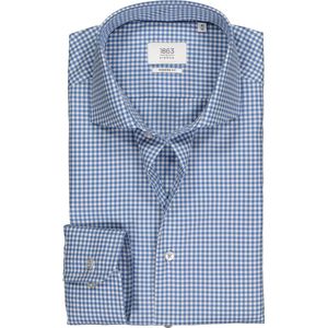 ETERNA 1863 modern fit premium overhemd - 2-ply twill heren overhemd - blauw met wit geruit - Strijkvrij - Boordmaat: 46