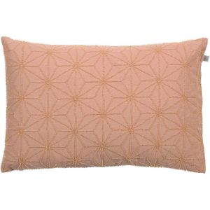 Dutch Decor DEBORA - Sierkussen kraaltjes patroon - 40x60 cm - bruin - koper - roze - pasteltint - Inclusief binnenkussen