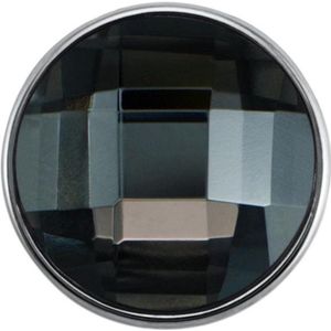Quiges - Dames Click Button Drukknoop 18mm Facet Geslepen Glas Grijs - EBCM044