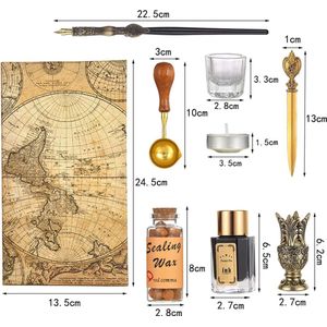 Dip Pen kalligrafieset met Geschenkdoos, Sealing Wax Kit voor Vintage Zegellak en Brief, Inktflessen, Penhouder, Studentenkalligrafie Schrijfpen, Kalligrafie Set voor Beginners