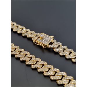 Diamond Boss - Iced out cuban prong ketting - 60 cm - Goud plated
