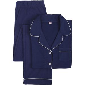 La-V pyjamaset voor Meisjes  met klassieke kraag  Donkerblauw  128-134
