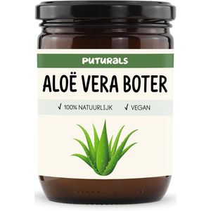 Puturals Aloë Vera Boter 100% Natuurlijk - 500gr - Hydrateert en Herstelt de Huid - Natuurlijk Alternatief voor Aloë Vera Gel en Crème - Rijk aan Vitamine E en Aminozuren - Aloë Vera Body Butter - Bruine Glazen Pot