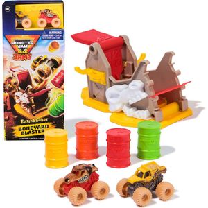 Monster Jam Mini Jams - Mini Launchers-speelset met Monster Mutt en Earth Shaker-monsterjamtrucks - schaal 1:87