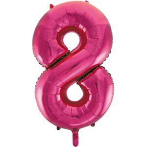 Pink roze cijfer ballon 8. |86 cm