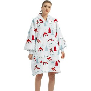 JAXY Hoodie Deken - Snuggie - Snuggle Hoodie - Fleece Deken Met Mouwen - 1450 gram - Hoodie Blanket - Kerst Wit