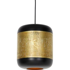 QAZQA kayleigh - Industriele Hanglamp - 1 lichts - Ø 24 cm - Zwart Goud - Industrieel - Woonkamer | Slaapkamer | Keuken