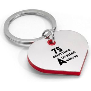 Akyol - 75 jaar of being awesome sleutelhanger hartvorm - Verjaardag - mensen die 75 jaar zijn geworden - cadeau