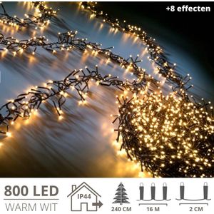 Kerstverlichting - Kerstboomverlichting - Clusterverlichting - Kerstversiering - Kerst - 800 LED's - 16 meter - Warm wit