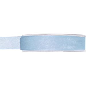 1x Hobby/decoratie lichtblauwe organza sierlinten 1,5 cm/15 mm x 20 meter - Cadeaulint organzalint/ribbon - Striklint linten blauw