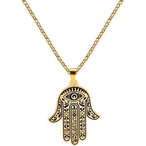 ASTRADAVI 18K Vergulde Sieraden - Hanger - Fatima Hand - Khamsa - Goud - Cadeau Idee