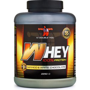 M Double You - 100% Whey Protein (Mango/White Chocolate - 2250 gram) - Eiwitshake - Eiwitpoeder - Eiwitten - Sportvoeding - 90 shakes
