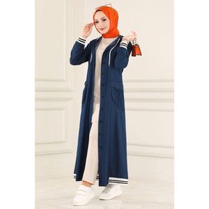 Lange jas voor hijab islamitic Official jas Dames Fashion Casual jeans jas Dames-مانط�و جينز - maat 48