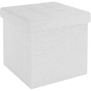 Opvouwbaar zitkubus met opbergruimte 30x30x30 cm - Multifunctionele voetsteun en opbergkist in wit