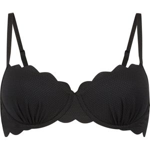 Hunkemöller Dames Badmode Voorgevormde beugel bikinitop Scallop - Zwart - Maat E85