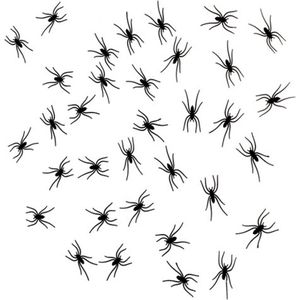 Chaks nep spinnen/spinnetjes 4 x 2 cm - zwart - 50x stuks - Horror/griezel thema decoratie beestjes