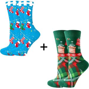 Kerst sokken, christmas, Ho ho ho, kerstman, 2 PAAR, kado, kerst, Merry christmas, maat 38-45