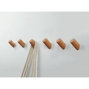 Set van 6 houten kledinghaken (kapstok), essenhout